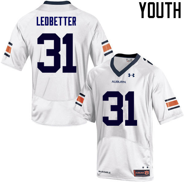 Auburn Tigers Youth Sage Ledbetter #31 White Under Armour Stitched College NCAA Authentic Football Jersey IJP5074UO